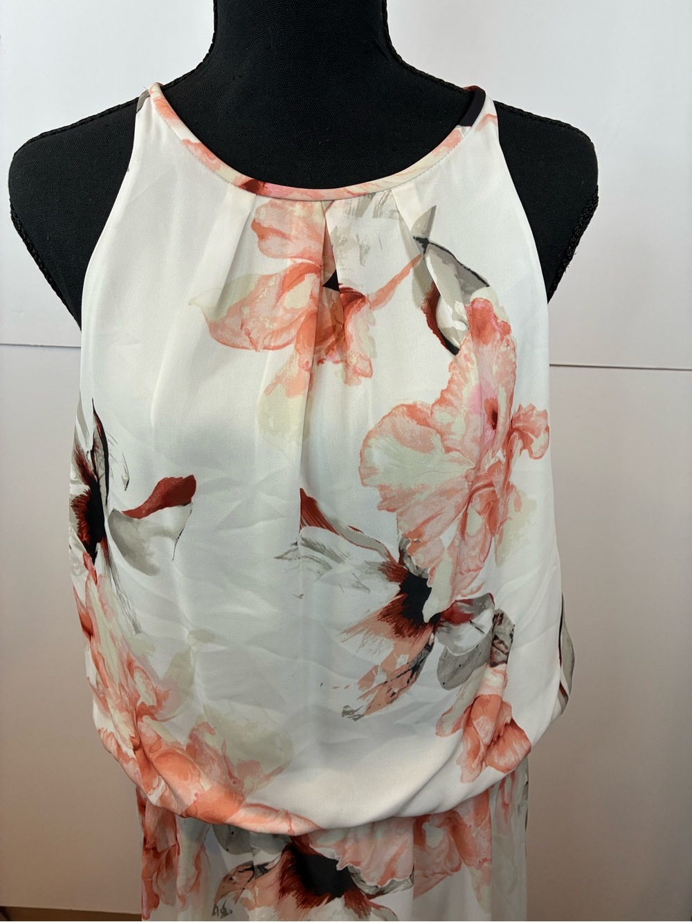 White House Black Market Size 16 Floral Sleeveless Blouson Midi Dress - Picture 2 of 7